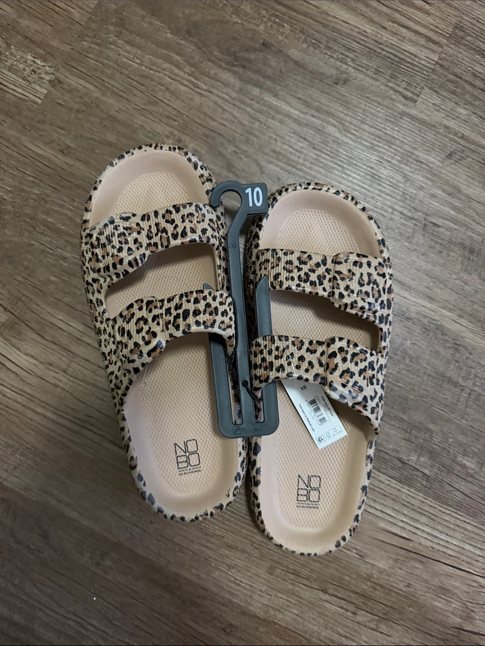 NOBO Girls' Leopard Print Double-Strap Slide Sandals